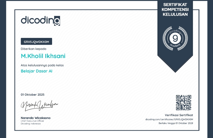 Sertifikat AI Engineer Dasar